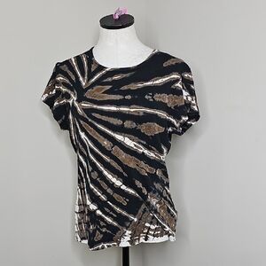 Tryst Black and Brown Tie-Dye Short Sleeve Tee